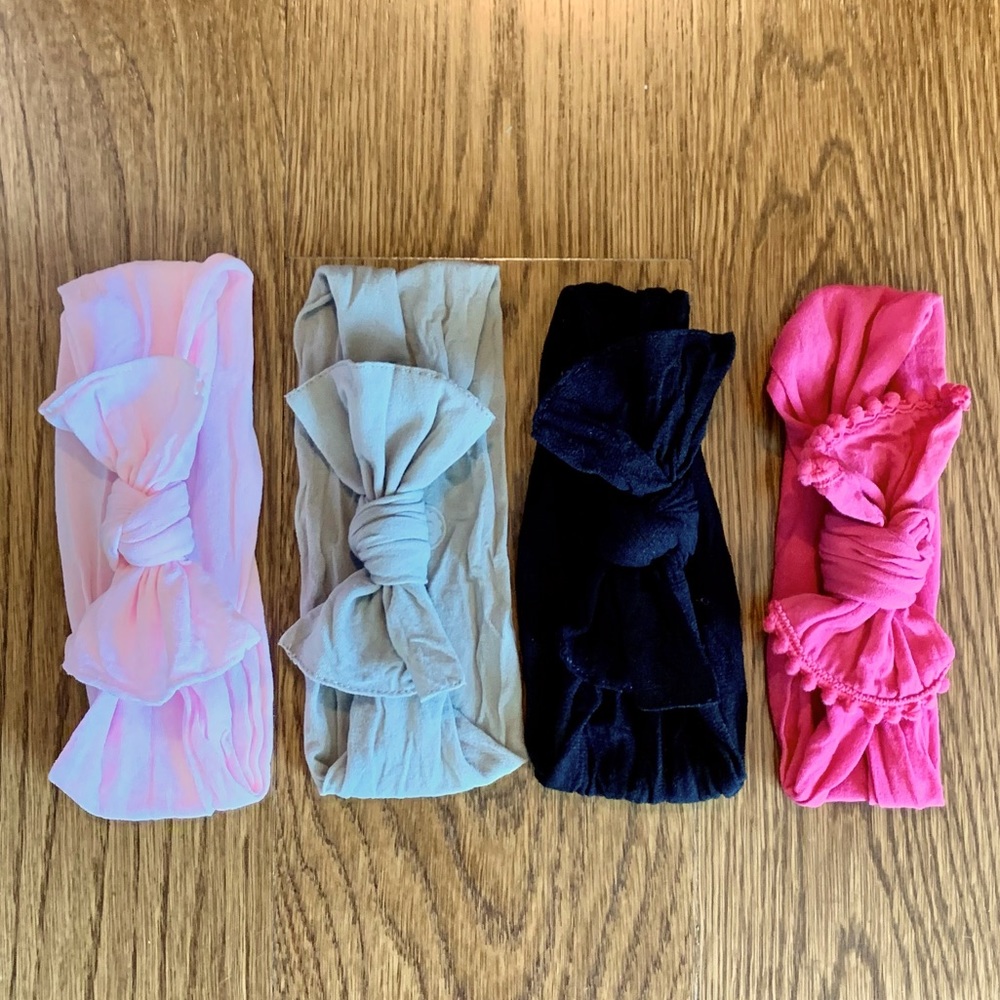 Set of 4 Baby Bling soft classic knot headbands